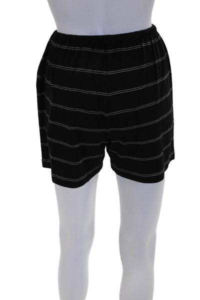 Vince Womens Cotton Elastic Waistband Stripped Mini Shorts Black Size XS