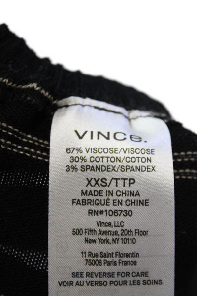 Vince Womens Cotton Elastic Waistband Stripped Mini Shorts Black Size XS