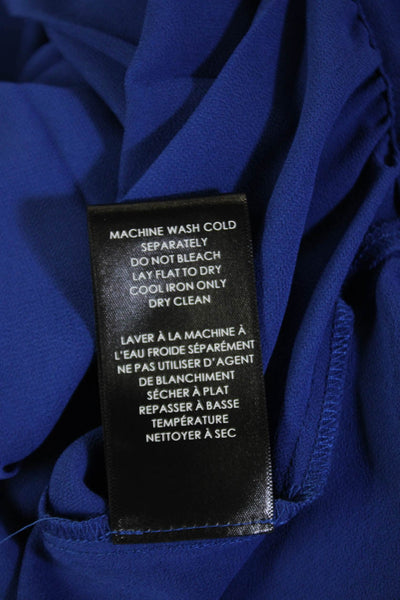 Badgley Mischka Womens Collar Long Sleeve Button Front Blouse Top Blue Size XL