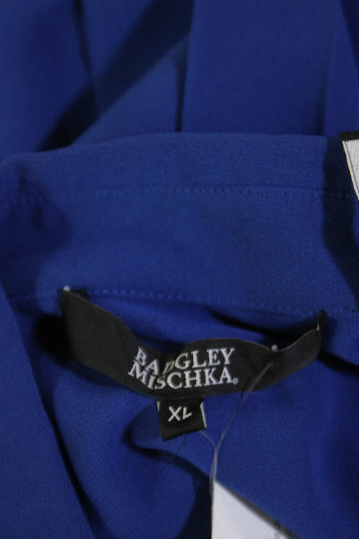 Badgley Mischka Womens Collar Long Sleeve Button Front Blouse Top Blue Size XL