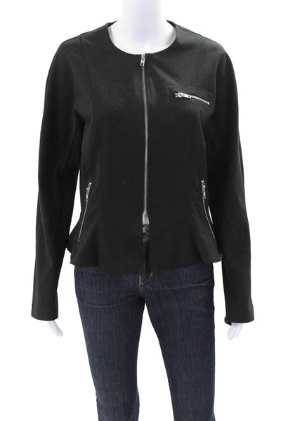 Ivan Grundahl Womens Full Zipper Long Sleeves Peplum Jacket Black Size EUR 38