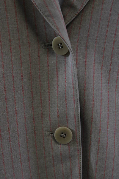 Lafayette 148 New York Womens Single Button Striped Blazer Jacket Brown Size 8