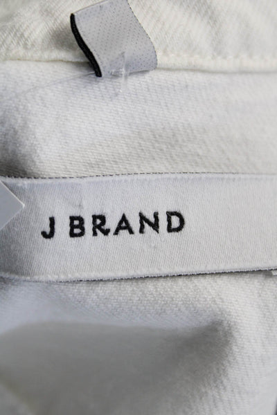 J Brand Womens Cotton Long Sleeve Lined Button Denim Jacket White Size L