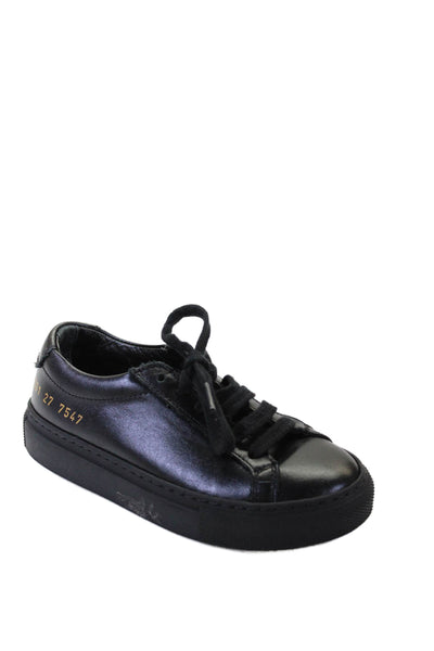 Common Projects Toddlers Textured Lined Lace Up Low Top Sneakers Black Size EUR
