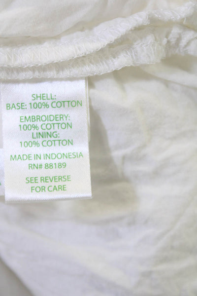 Lily Pulitzer Womens Cotton V-neck Short Sleeve Lace Blouse White Size S