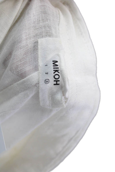 Mikoh Womens Linen Long Sleeve Button Up Collared Romper White Size 3
