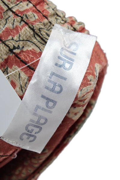 Sur La Plage Womens Elastic Waist Abstract Print High Low Skirt Red Multi Size L