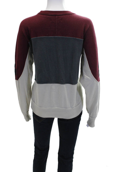 Isabel Marant Etoile Womens Pullover Logo Sweatshirt Gray Red Cotton Size FR 38