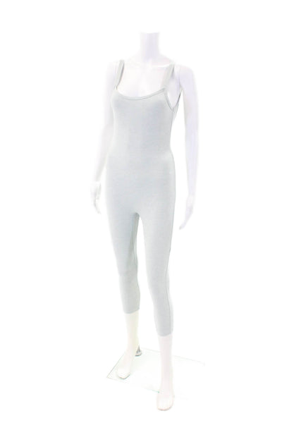 Nylora Womens Scoop Neck Open Back Sleeveless Overalls Light Blue Size M