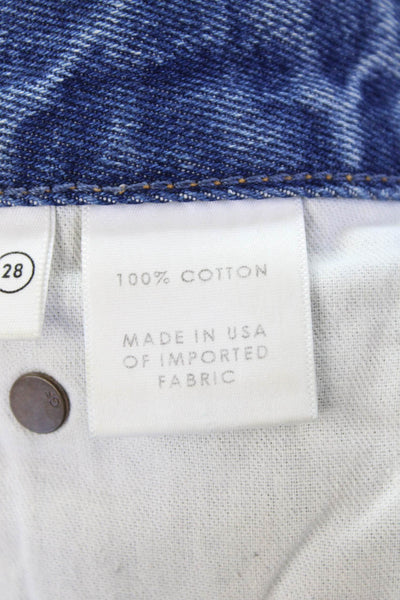 Grlfrnd Womens Distress High Rise Fly Button Denim Shorts Blue Size 28