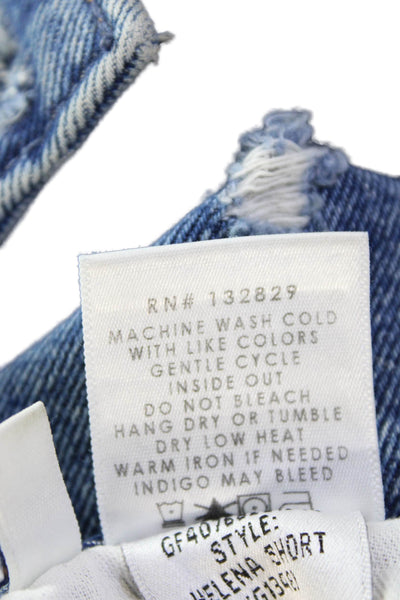 Grlfrnd Womens Distress High Rise Fly Button Denim Shorts Blue Size 28