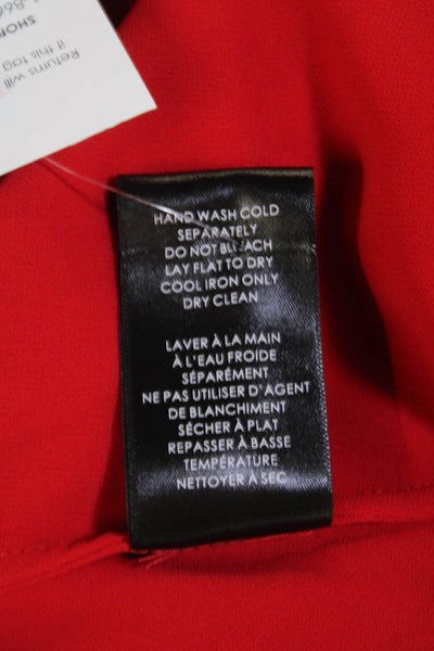 Badgley Mischka Womens Short Sleeves Asymmetrical Blouse Red Size Extra Small
