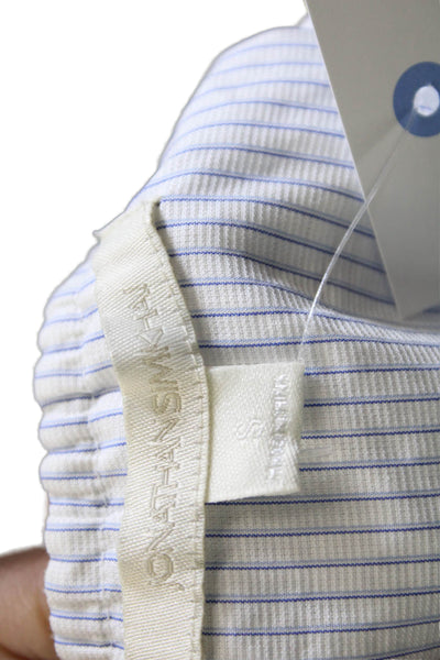 Jonathan Simkhai Womens Cotton Striped Off The Shoulder Blouse Top Blue Size S