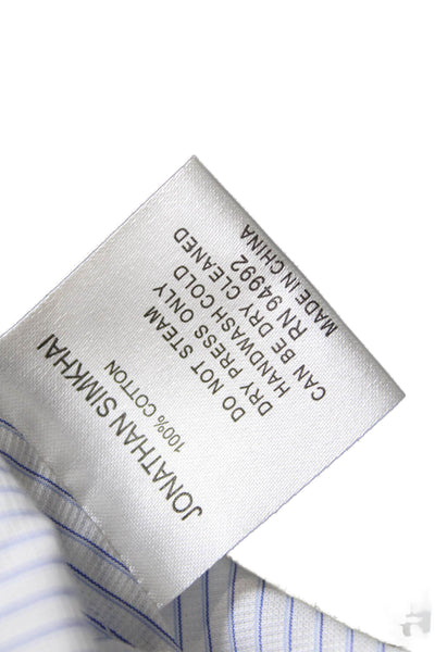 Jonathan Simkhai Womens Cotton Striped Off The Shoulder Blouse Top Blue Size S