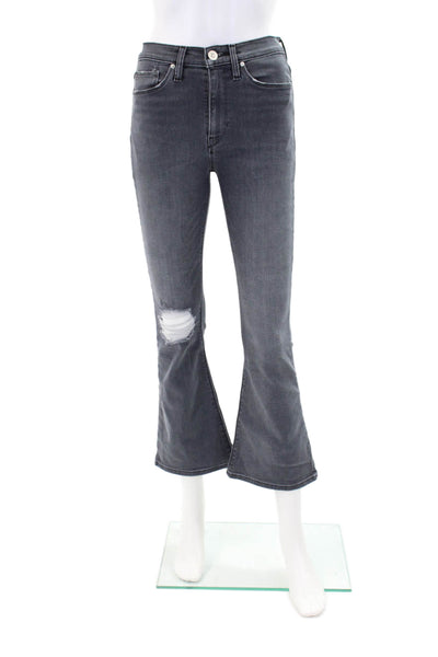 Hudson Womens High Rise Distress Barbara Bootcut Leg Denim Jeans Black Size 25