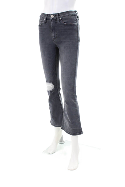 Hudson Womens High Rise Distress Barbara Bootcut Leg Denim Jeans Black Size 25