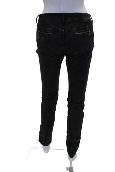 Victoria Beckham Womens Cotton Zipper Detail Low-Rise Skinny Jeans Black Size 28