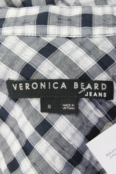 Veronica Beard Women's Long Sleeves Button Down  Tiered Plaid Mini Dress Size S