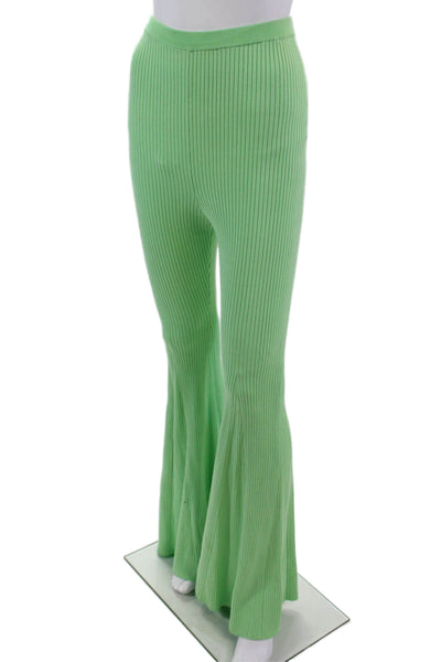 Self Portrait Womens Ribbed Cardigan High Rise Pant Set Lime Green Size Large/8