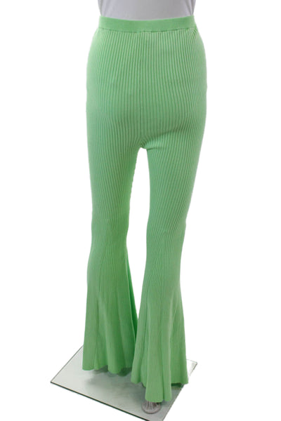 Self Portrait Womens Ribbed Cardigan High Rise Pant Set Lime Green Size Large/8