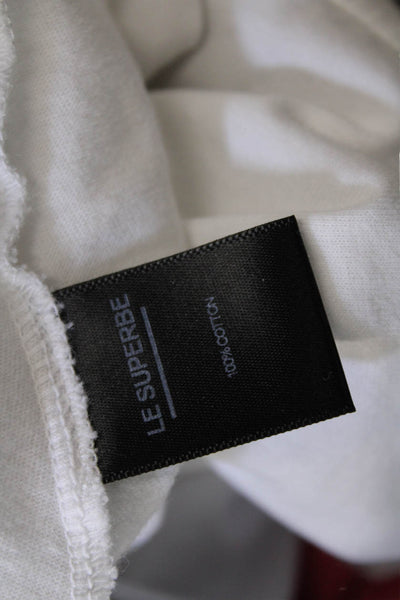 Le Superbe Womens Short Sleeve Crop Trancas Tee Shirt White Cotton Size Large