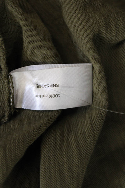 Elliott Lauren Womens Long Balloon Sleeve Scoop Neck Tee Shirt Olive Green XS