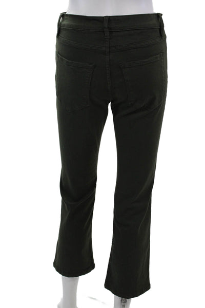 Elliott Lauren Womens Zipper Fly Mid Rise Cropped Boot Cut Jeans Green Size 2