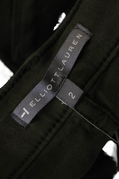 Elliott Lauren Womens Zipper Fly Mid Rise Cropped Boot Cut Jeans Green Size 2