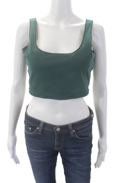 Varley Womens Scoop Neck Stretch Knit Sports Bra Green Size Large
