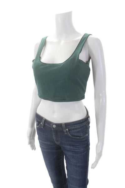 Varley Womens Scoop Neck Stretch Knit Sports Bra Green Size Large