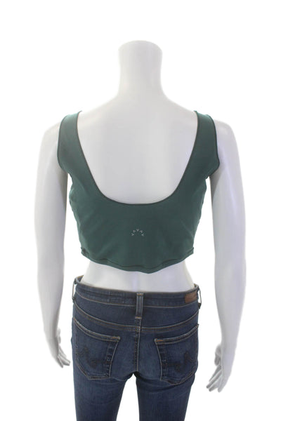 Varley Womens Scoop Neck Stretch Knit Sports Bra Green Size Large