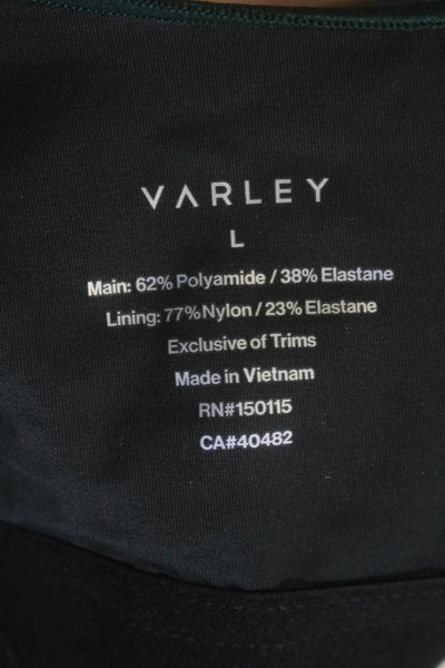 Varley Womens Scoop Neck Stretch Knit Sports Bra Green Size Large