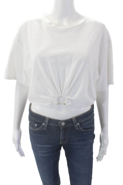 Le Superbe Womens Short Sleeve Trancas Tee Shirt White Cotton Size Large