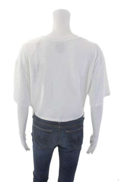 Le Superbe Womens Short Sleeve Trancas Tee Shirt White Cotton Size Large