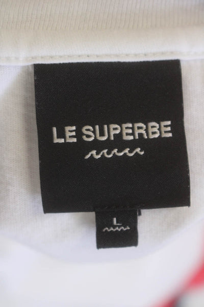 Le Superbe Womens Short Sleeve Trancas Tee Shirt White Cotton Size Large