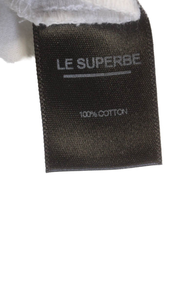 Le Superbe Womens Short Sleeve Trancas Tee Shirt White Cotton Size Large