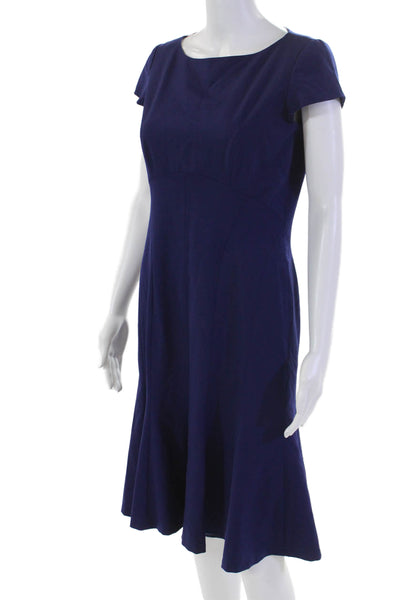 Lafayette 148 New York Women's Short Sleeves Flare Mini Dress Blue Size 0