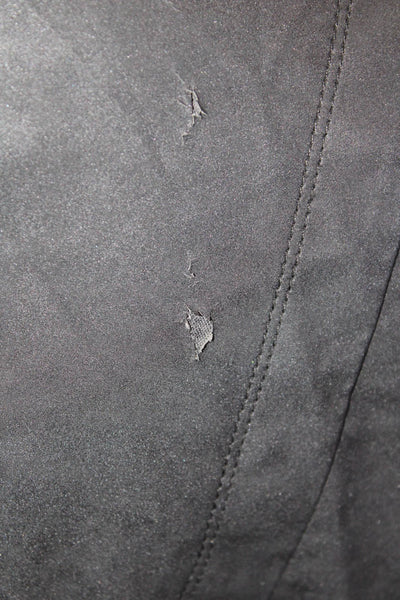 Marc New York Womens Faux Leather Ribbed Contrast Jacket Black Size Small