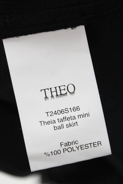 Theo Womens Side Zip Thela Taffeta Mini Ball A Line Skirt Black Size Large