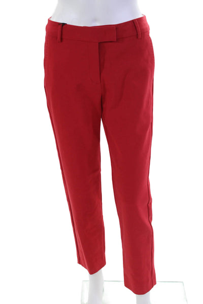 Marella Womens Zipper Fly Pleated Straight Leg Incom Trouser Pants Red Size 4