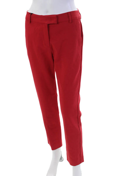 Marella Womens Zipper Fly Pleated Straight Leg Incom Trouser Pants Red Size 4
