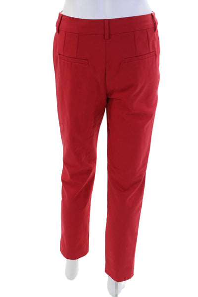 Marella Womens Zipper Fly Pleated Straight Leg Incom Trouser Pants Red Size 4