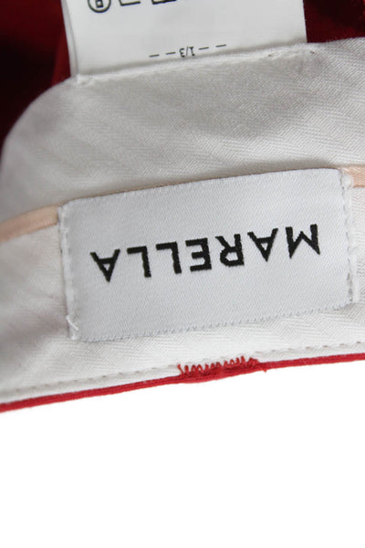 Marella Womens Zipper Fly Pleated Straight Leg Incom Trouser Pants Red Size 4