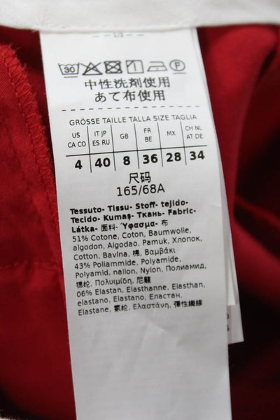 Marella Womens Zipper Fly Pleated Straight Leg Incom Trouser Pants Red Size 4