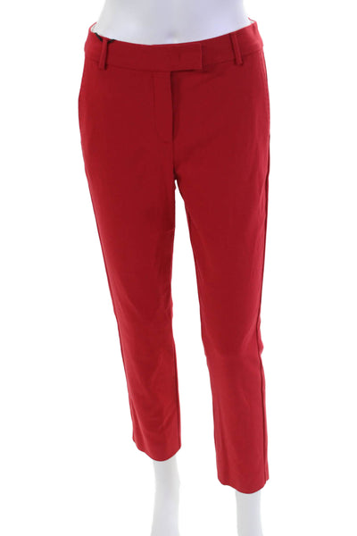 Marella Womens Zipper Fly Pleated Straight Leg Incom Trouser Pants Red Size 0