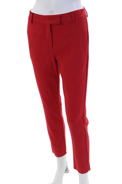Marella Womens Zipper Fly Pleated Straight Leg Incom Trouser Pants Red Size 0