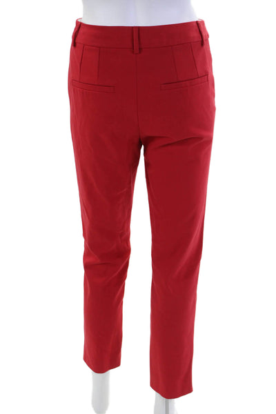 Marella Womens Zipper Fly Pleated Straight Leg Incom Trouser Pants Red Size 0