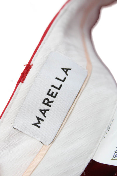 Marella Womens Zipper Fly Pleated Straight Leg Incom Trouser Pants Red Size 0