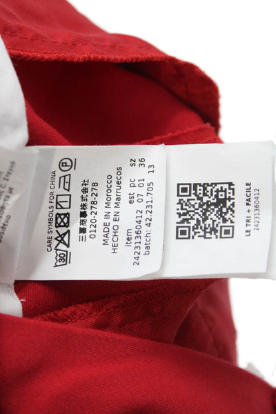 Marella Womens Zipper Fly Pleated Straight Leg Incom Trouser Pants Red Size 0