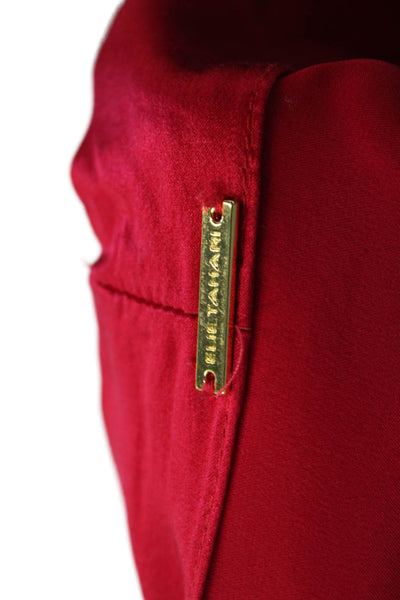 Elie Tahari Womens Pleated V-Neck Long Sleeve Pullover Blouse Top Red Size M